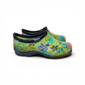 Sloggers Women's Teal Floral Garden Clogs Size 7